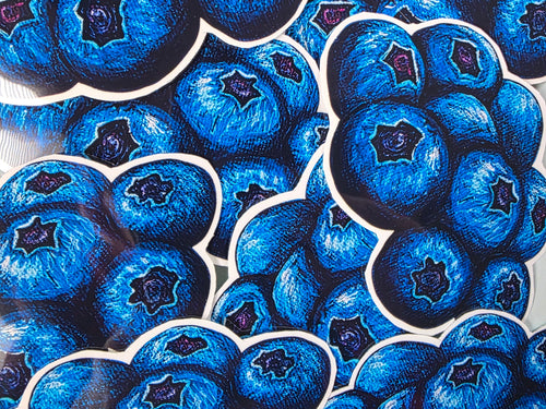 "Bunch-o-Blue" Glossy Vinyl Blueberry Sticker